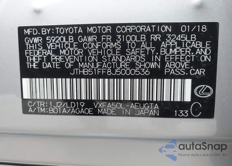 2018 Lexus Ls 500 from USA, damaged, VIN JTHB51FF8J5000536